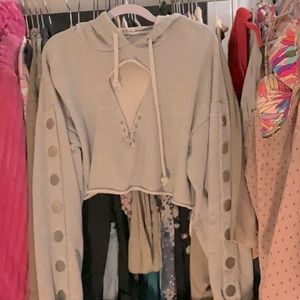 Crop Hoodie with Cutout Chest Detail, & working Snaps Down the Sleeves ❣️🫶👠🎀